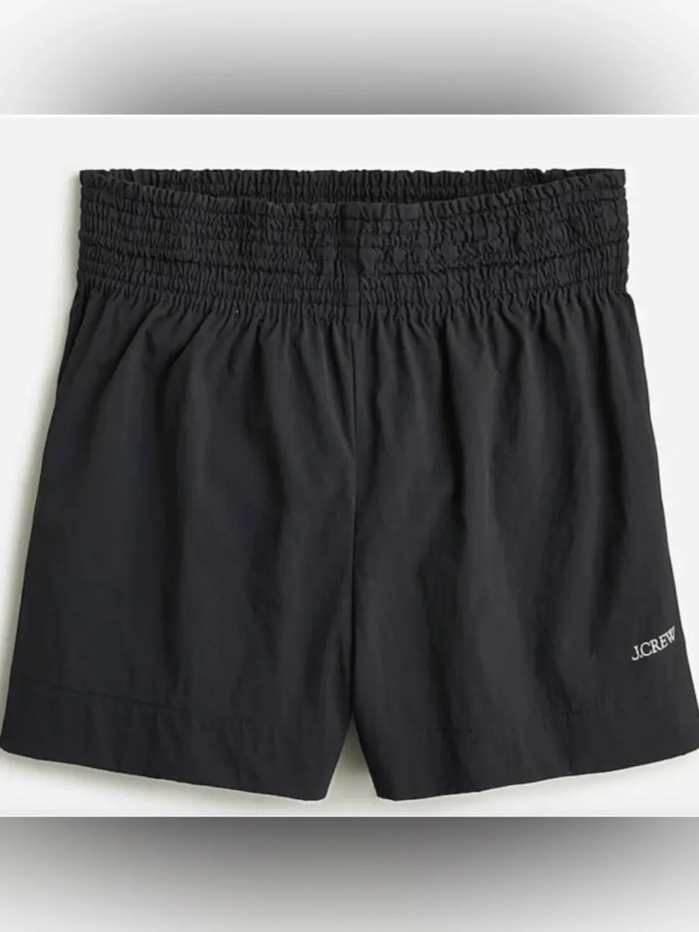 J. Crew Smocked Beach Shorts Black Nylon Polyamide Pull On Size XL